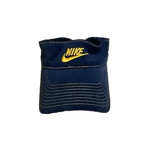 Vintage Nike Golf Visor Hat Unisex One Size Navy Blue Swoosh Logo Stretch Tennis